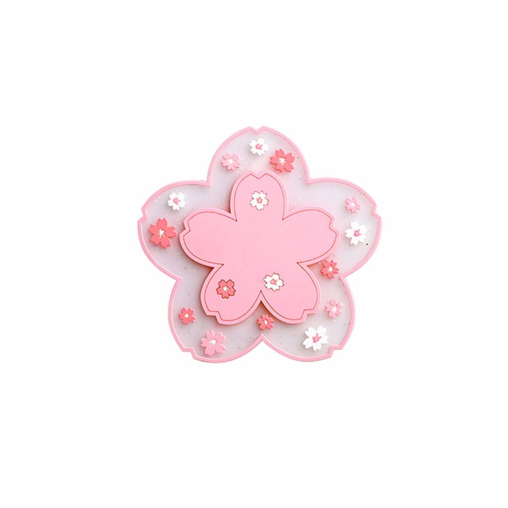 EZ APPLE Silicone Coaster, Cute Cherry Blossom Design, Stable, Quick-Drying, Non-Slip, Simple and Stylish, Pink Floral Mug Coaster for Drinks,