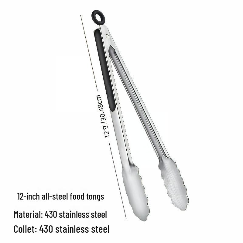 High-Temperature Resistant Stainless Steel Silicone Kitchen Tongs for Stir-Frying and Grilling