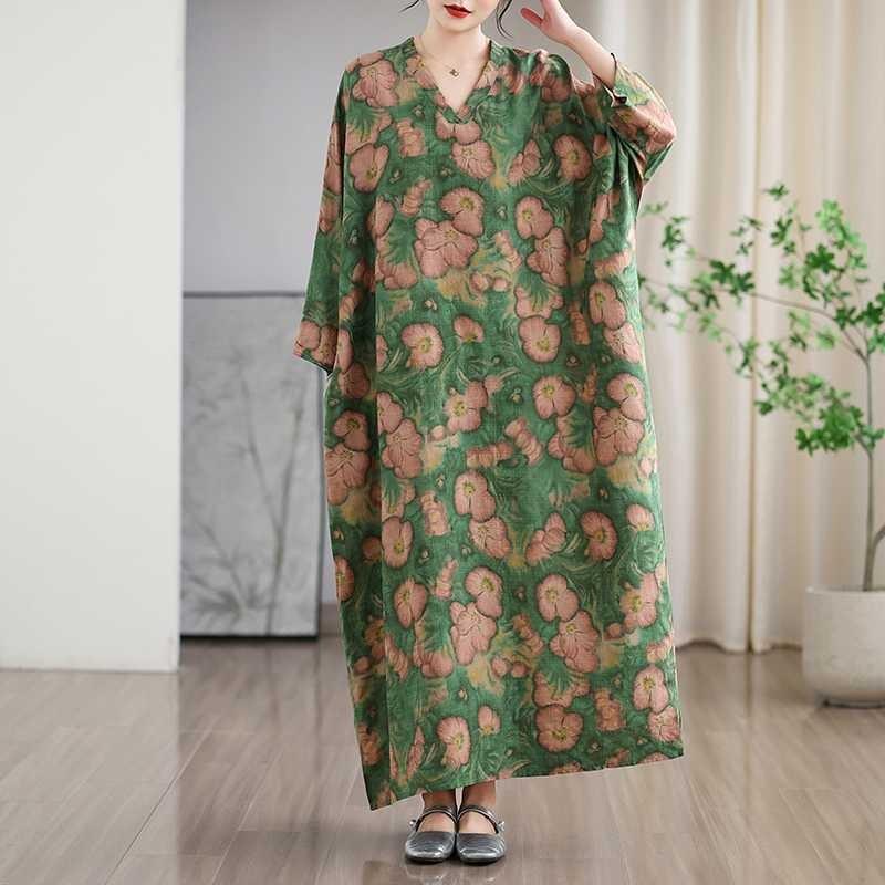 New Floral Vacation Style Travel V-Neck Vintage Dresses