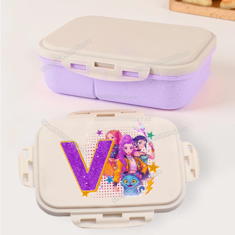 Kpop Demon Hunters Letter A-Z Bento Boxes Rumi Mira Zoey Student Lunch Box School Office Microwave Portable Fruit Food Container