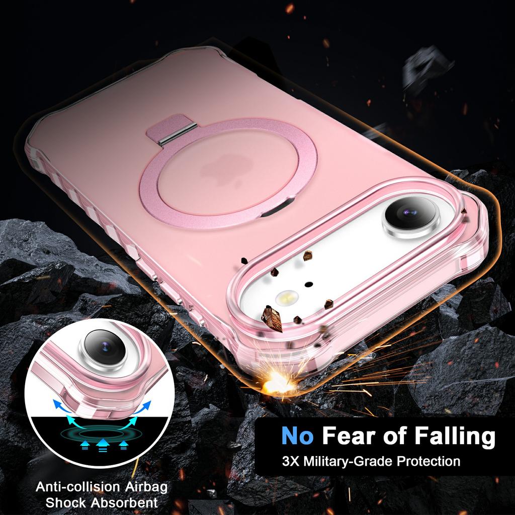 For iPhone Air Case Compatible with MagSafe Matte Kickstand Hybrid Phone Cover Small Wavy Edge