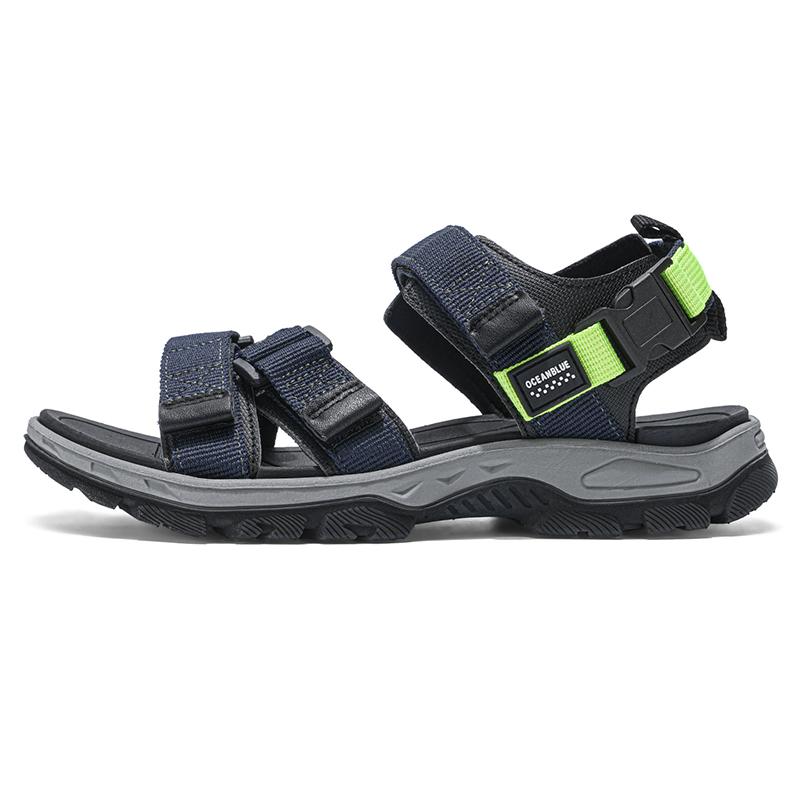 

40-45mens Large Fashionable Color Blocking Lightweight Velcro Outdoor Beach Shoes Casual Sandals Slippers 45 чорний/синій