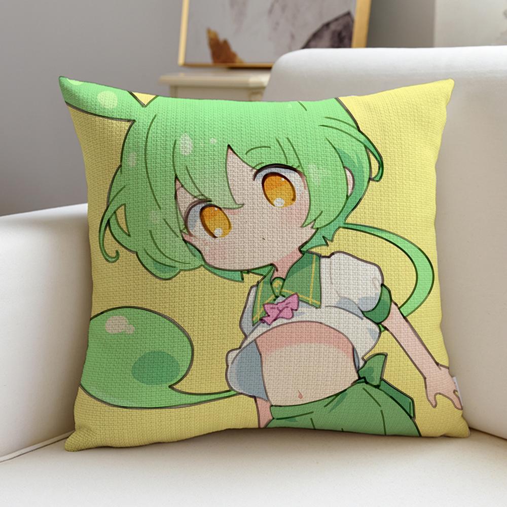 Cute ZZundamon AnimeS Cushion Cover Breathable and skinfriendly linen pillowcase square removable and washable cushion