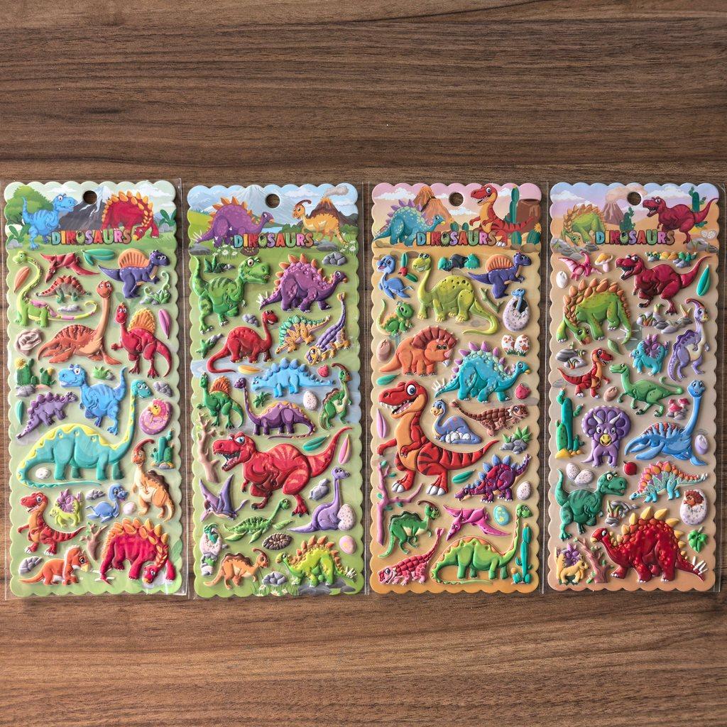 4 Sheets Dinosaur 3D Stickers - Colorful Dino Decals for Kids' Crafts, Notebooks & Room Decor BulingBulingStickers Store