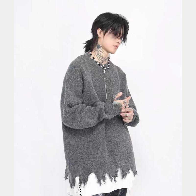 2024 Осень и зима Новый кардиган свитер ретро повседневный ленивый стиль вязаный свитер мужской однотонный пиджак M серый 2980₽