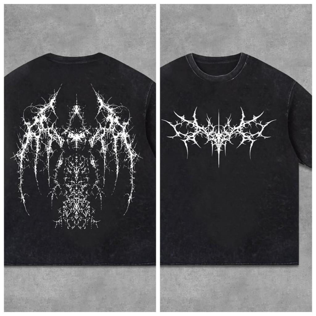 Vintage Gothic Print Graphic Acid Washed T-shirt Unisex Casual and Comfortable Selected Quality Graphic T Shirts