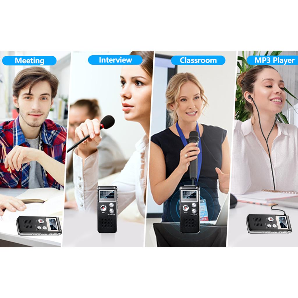 Digital Voice Activated Recorder with Playback 8GB MP3 Player Sound Audio Mini USB Flash Drive Recording