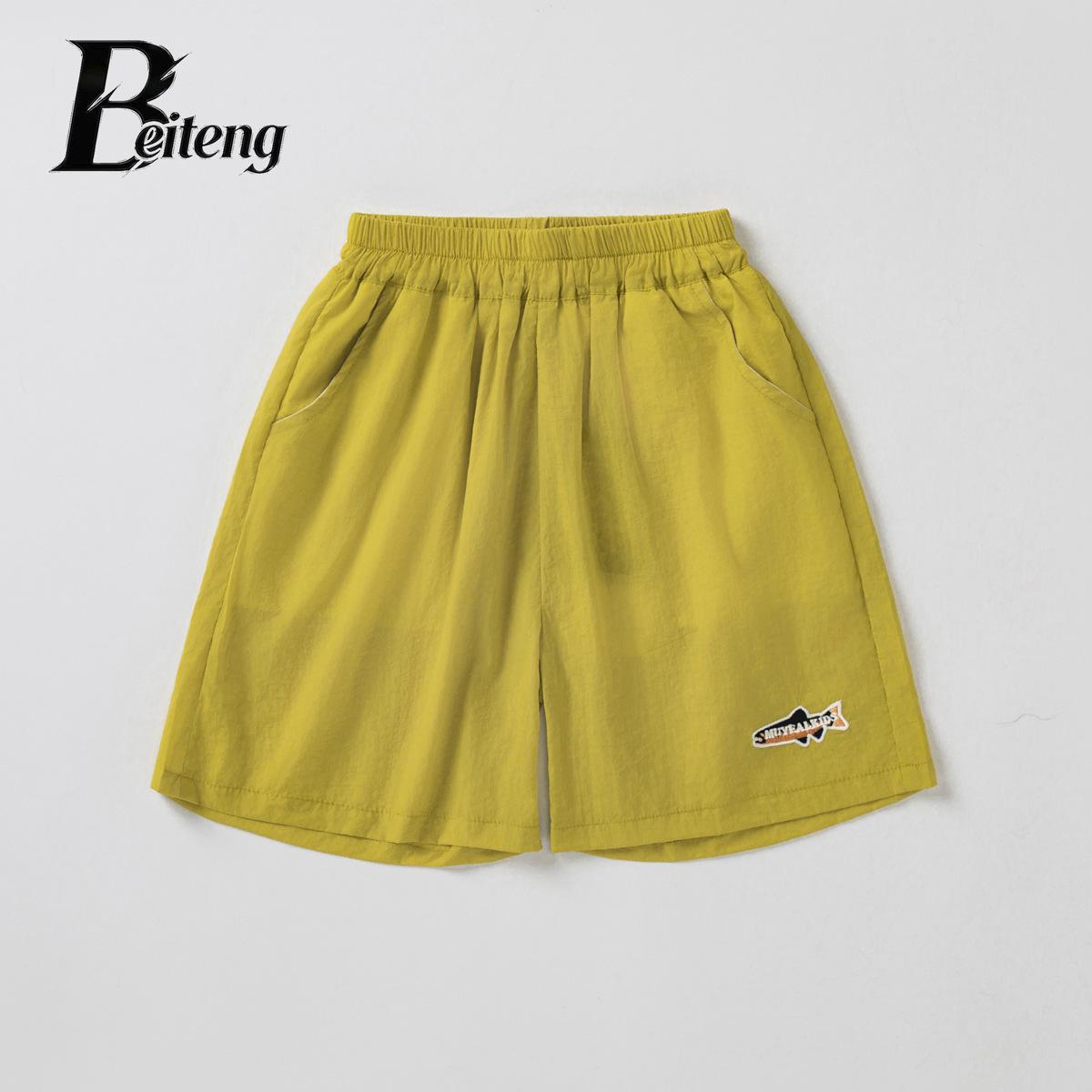 Beiteng Summer Boys Korean-Style Lightweight Mid-Length Shorts - Cute & Versatile for Children 110cm жёлтый