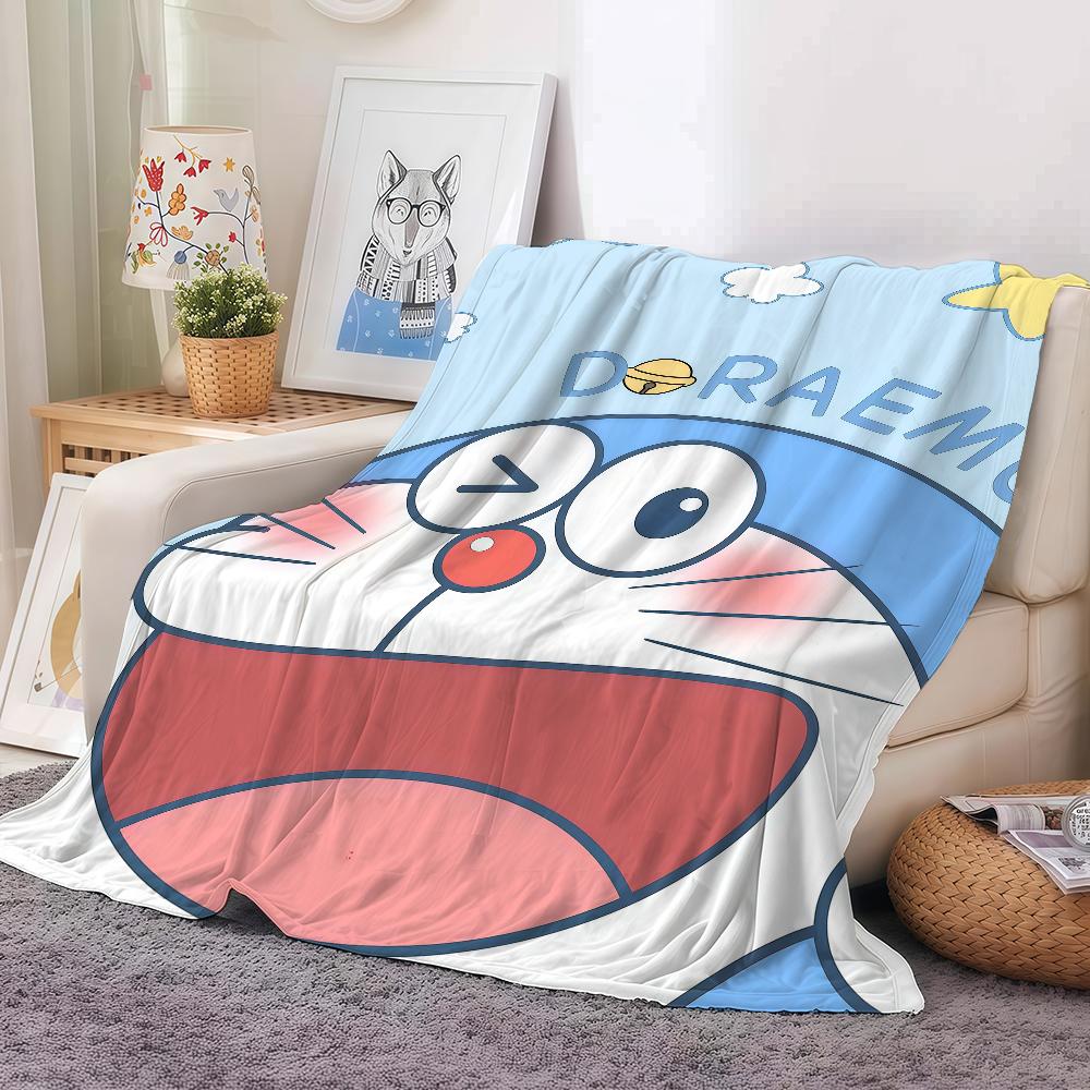 Cute Cartoon Anime D-Doraemon Blanket Warm And Soft Suitable For Bedroom Living Room Sofa Bed Office Travel Camping