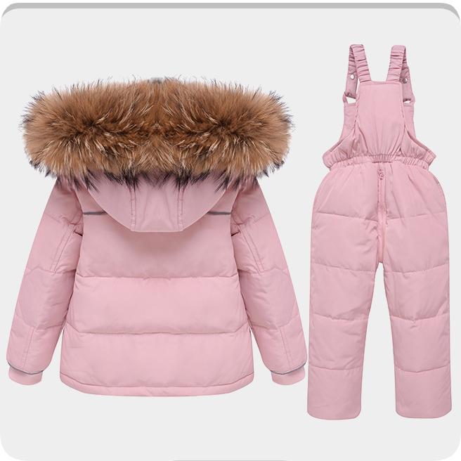 Children's Down Jacket Suit Boys and Girls Big Fur Collar 1-6 Years Old Baby Infant Winter Two-piece Suit