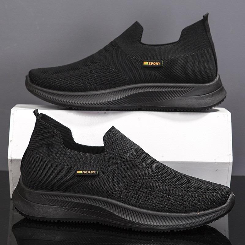 Men's shoes spring and autumn flying woven mesh light and comfortable casual shoes socks mouth old pedal sneakers