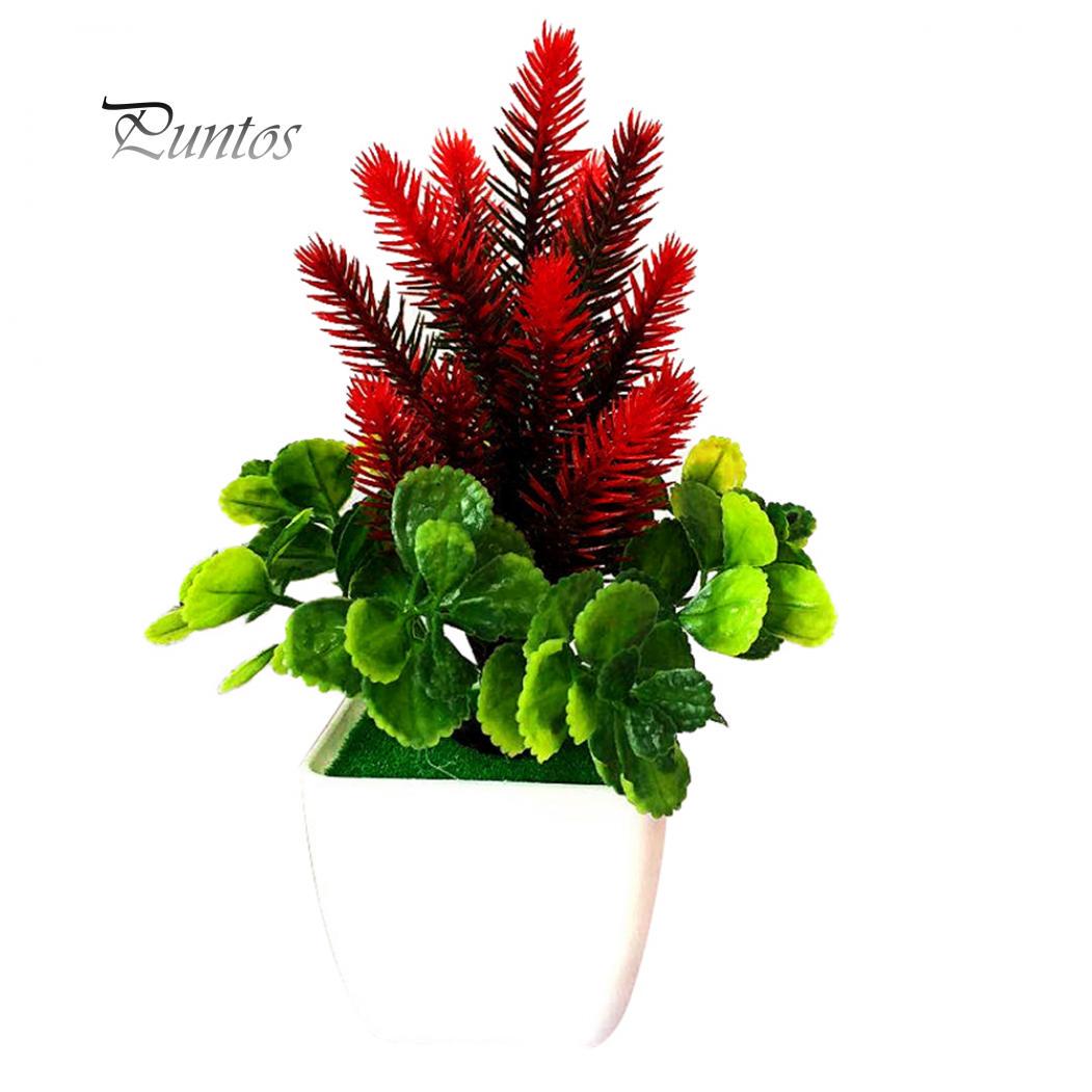 

Искусственный пластиковый цветок в горшке для декора помещений красный