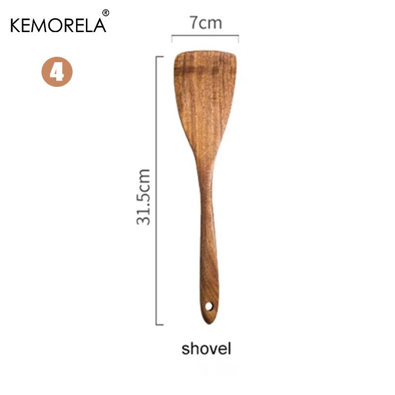 1PC Thailand Teak Natural Wood Tableware Spoon Ladle Turner Long Rice Colander Soup Skimmer Cooking Spoons Scoop Kitchen Tool