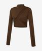 GRANDE LINE High Neck Shirred Cross Long Sleeve_8 Colors
