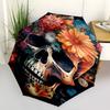 1pc skull flowers umbrella with 8 iron ribs and a plastic handle, automatic opening and closing, and daily use.1043