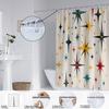 1Pc Color Star Print Perforated Waterproof Shower Curtain Shower Privacy Multi Size Hanging Curtain 12 Hooks Easy Installation
