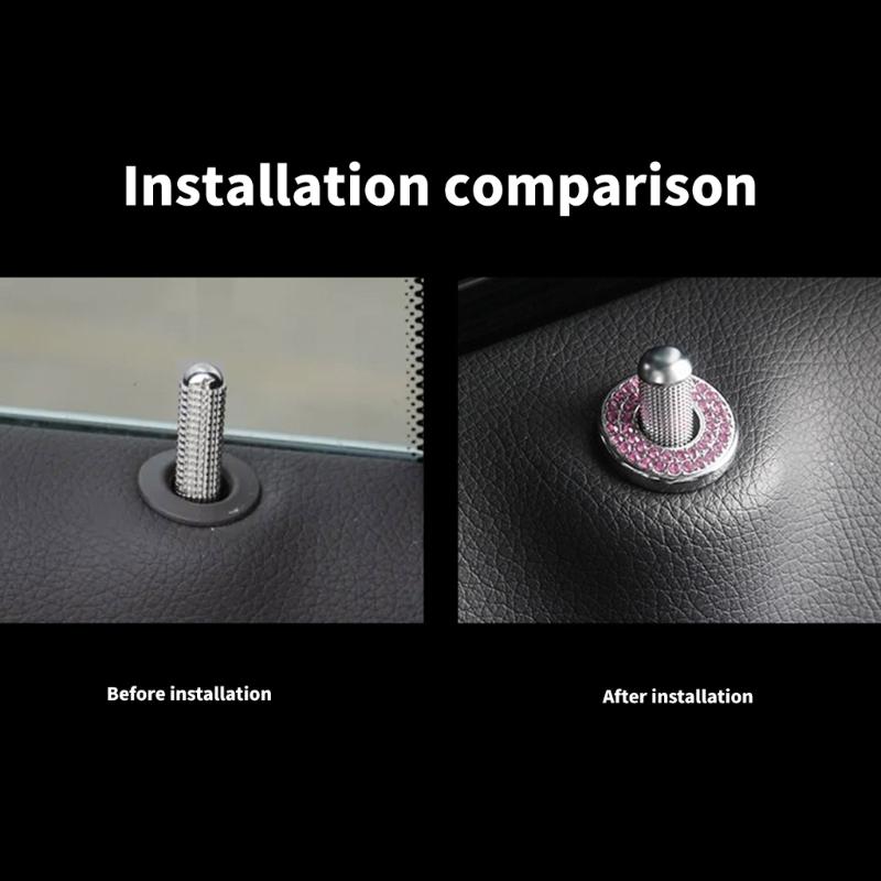 Luxury Stylish Elegant Pack Of 4 Bling Vehicle Door Lock Cover Stickers Rhinestones Decoration Suitable for Car Interior