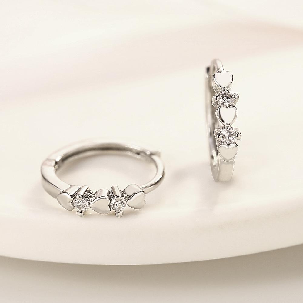 Silbernadel Kleiner Kreis Ohrring Für Mädchen Frauen Edelstahl Cz Herz Ohrhänger Hypoallergen Piercing Ohrstecker