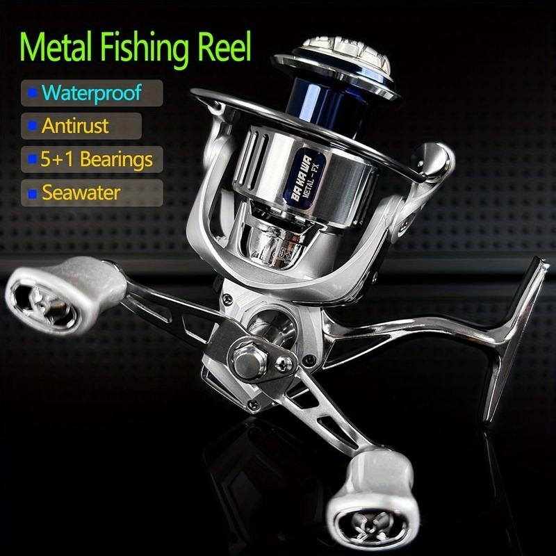 Stainless Steel Bearings Rust-proof Spinning Reel Full Metal Rocker Arm 5.2:1 Gear Ratio Suitable for Both Saltwater and Freshwater Fishing Reels