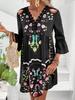 2026 Women's Summer V-neck Lace Patchwork Casual Printed Dress