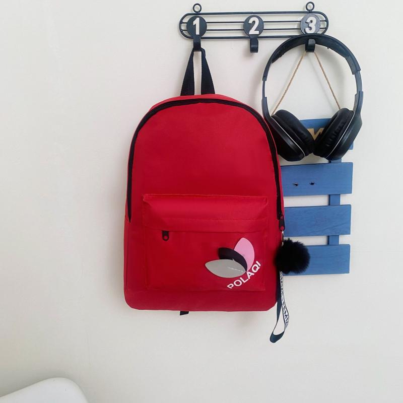 1Pc Portable Printed Leaves Backpack Large Capacity Rucksack Zipper Knapsack Female Shoulder Bag Simple Student Schoolbag красный