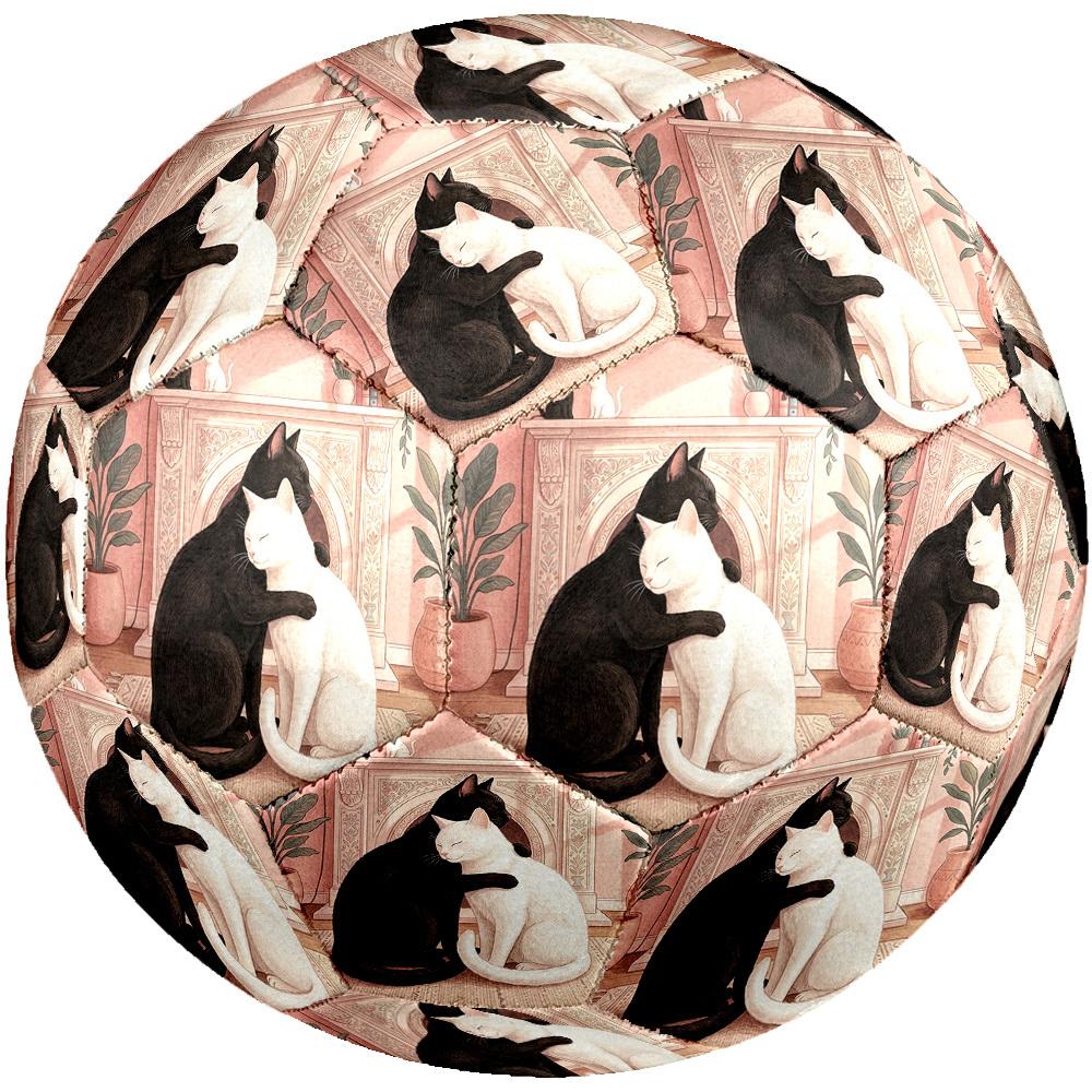1pc Cats Harmony Theme Soccer Ball Football, Size 5, Lightweight PVC, Durable Outdoor Training Soccer Ball, Gift M61484