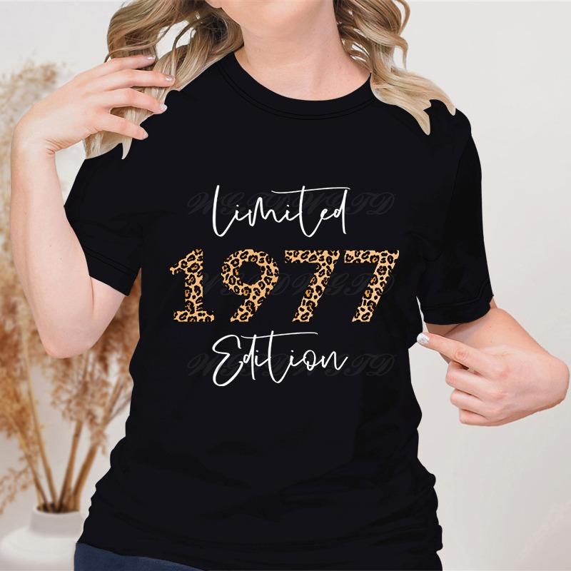 Women Crew Neck Leopard 1970 To 1979 T-shirt Ladies T Shirts Summer Casual Tops Tees Clothing