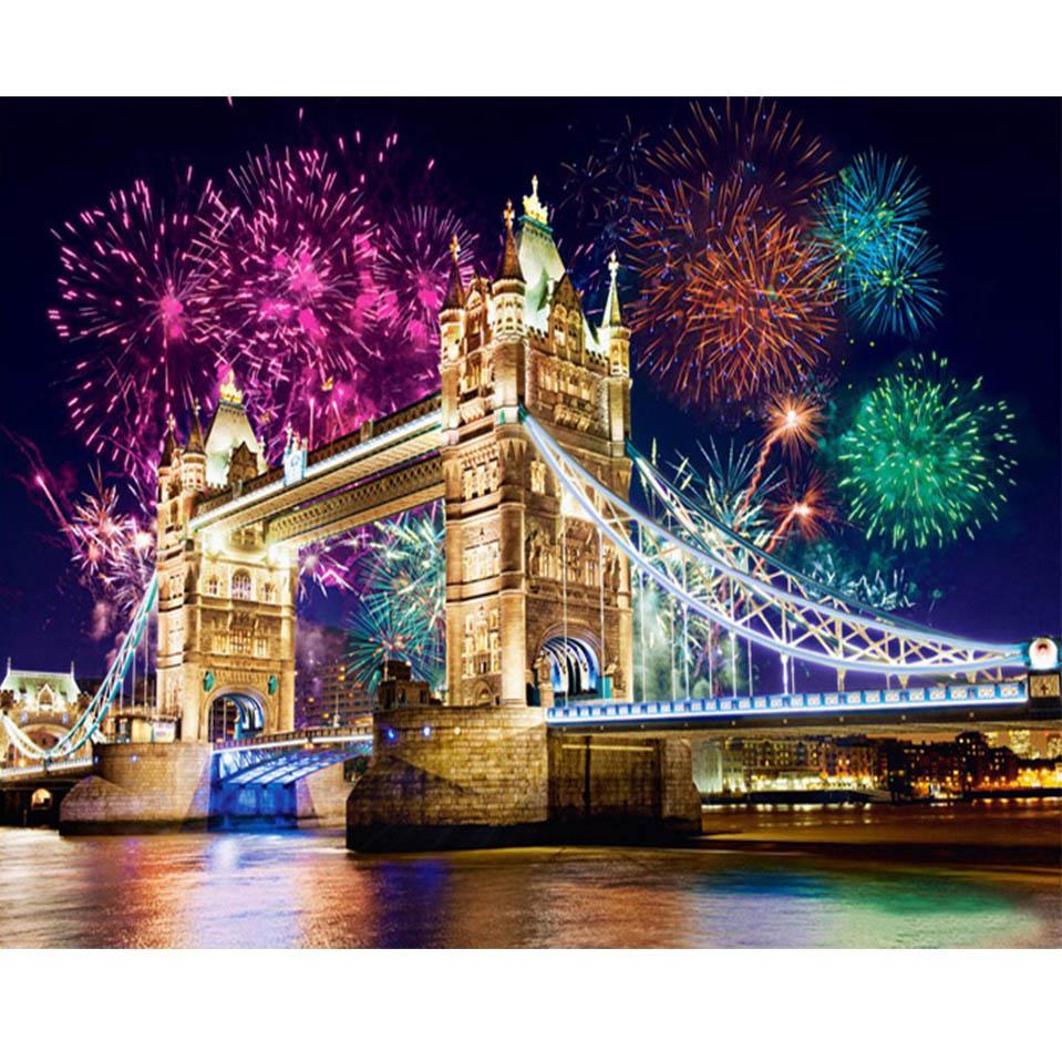 Brücke Landschaft DIY 5D Diamant Malerei voller runder Bohrer malerische Diamant Stickerei Kreuzstich Mosaik Strass Wandkunst