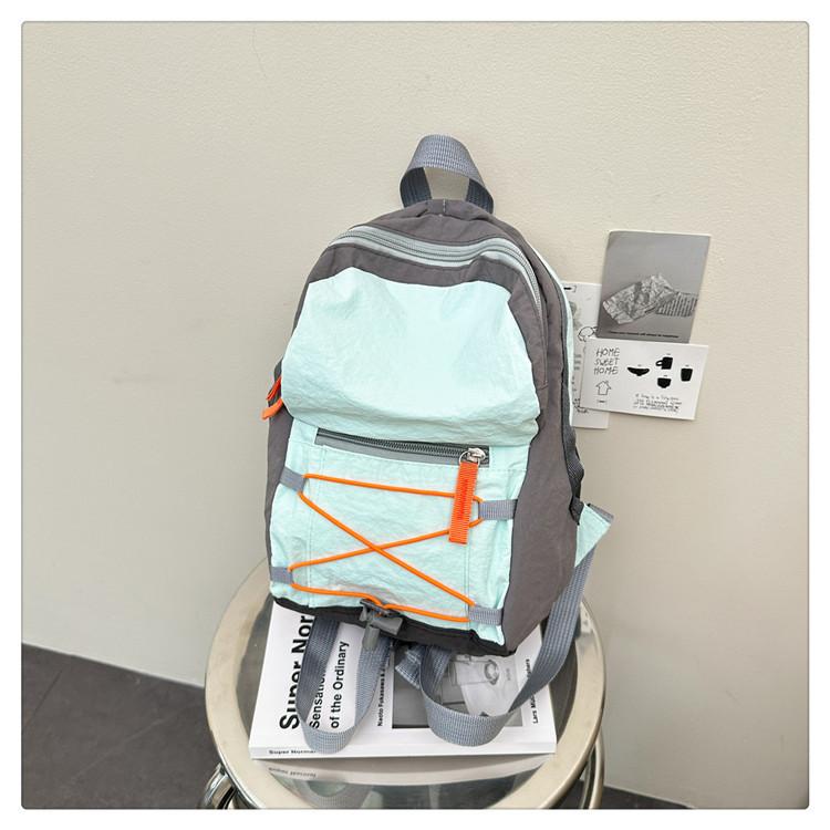 Schoolbag Outdoor Leisure Color Contrast Tide Brand Backpack Lightweight Travel Drawstring Storage Backpack Going Out Cycling Sports Mountaineering