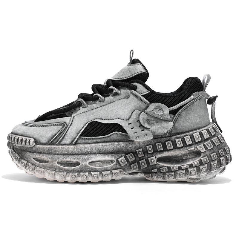 Spring Men's Breathable Mesh Sports Shoes - Trendy Versatile Thick Sole Dad Sneakers