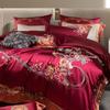 Svetanya Embroidery Bedding Set Wedding Red Cotton Queen King Size Linens (thin Thick Sheet Pillowcase Duvet Cover) Underwear