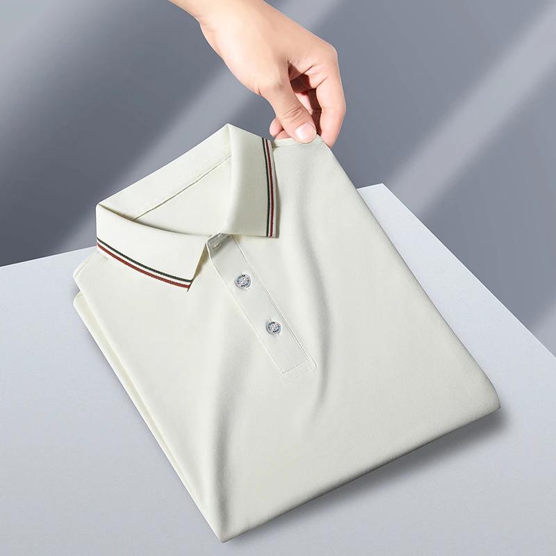 New Men's Business Casual Short Sleeved Shirt Solid Color Polo Shirt Fashionable Breathable Comfortable Versatile Top