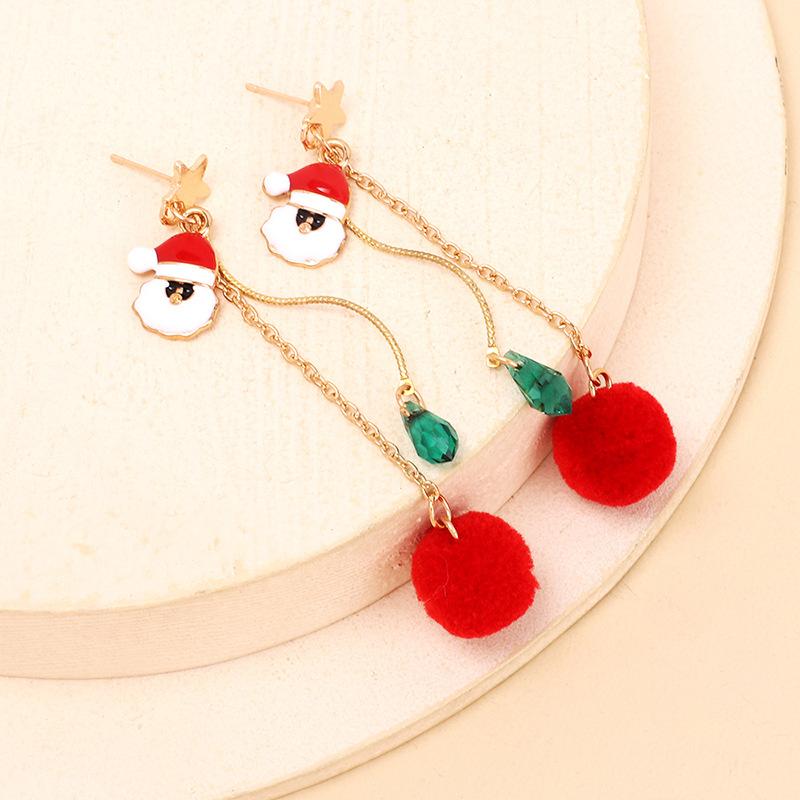 New Accessories Tassel Long Hairball Christmas Earrings, Personalized Fashion Temperament Versatile Design Earrings