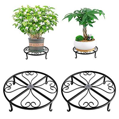 BOLESKA Set of 2 Iron Flower Stands, 30cm Diameter, for Houseplants, Plant Pots, and Display Stands with Cat Legs, Antique Design for Indoor and Outdo