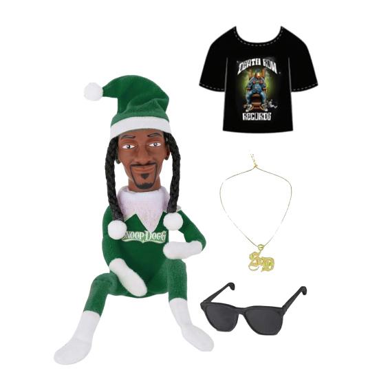 Snoop Elf on The Stool Funny Hip Hop Doll Christmas Ornaments Plush Doll Toy Collectible Home Decoration