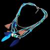 Women's Boho Ethnic Style Feathers Tassels Beads Multi-layer Chain Necklace