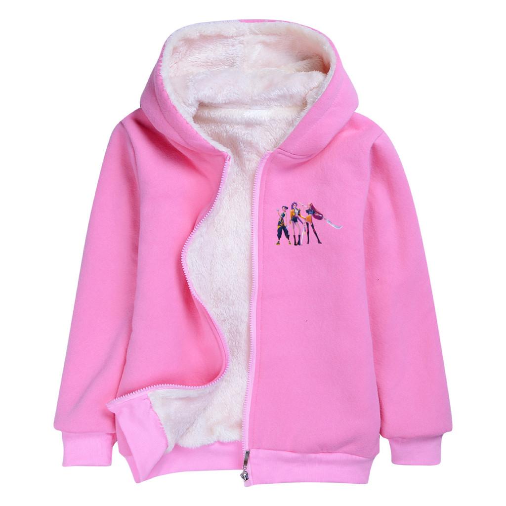 5093 Christmas Kids Girls Kpop Zoey Mira Rumi Print New Year Long Sleeves Velvet Warm Jacket