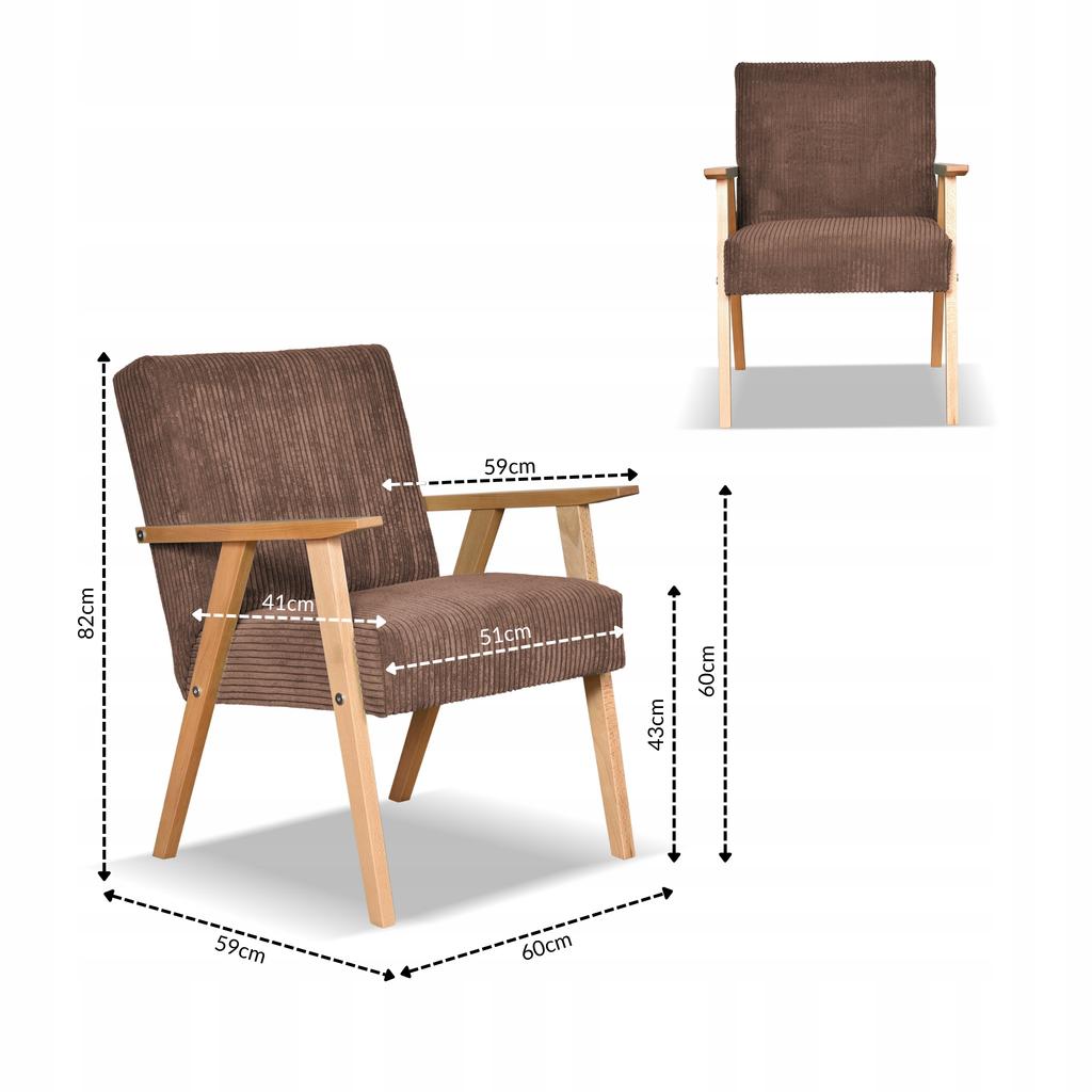 Fotel PRL zestaw retro vintage SOLER Family Meble brązowy sztruks Anafi
