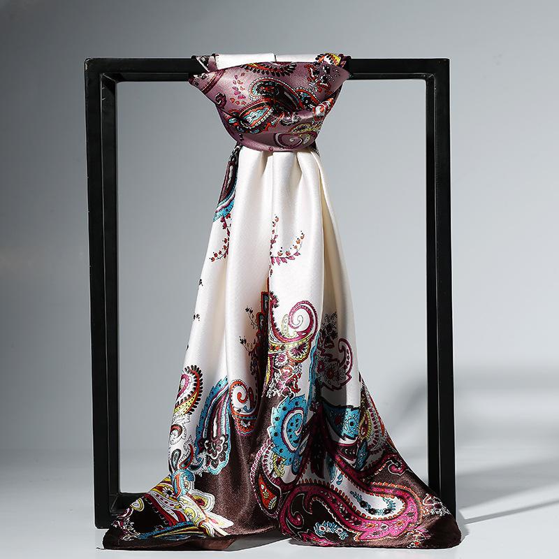90cm Fashion Silk Satin Scarf For Women Headband Floral Print Kerchief Hijab Scarves Fermale Square Shawls and Wraps Neck Scarfs