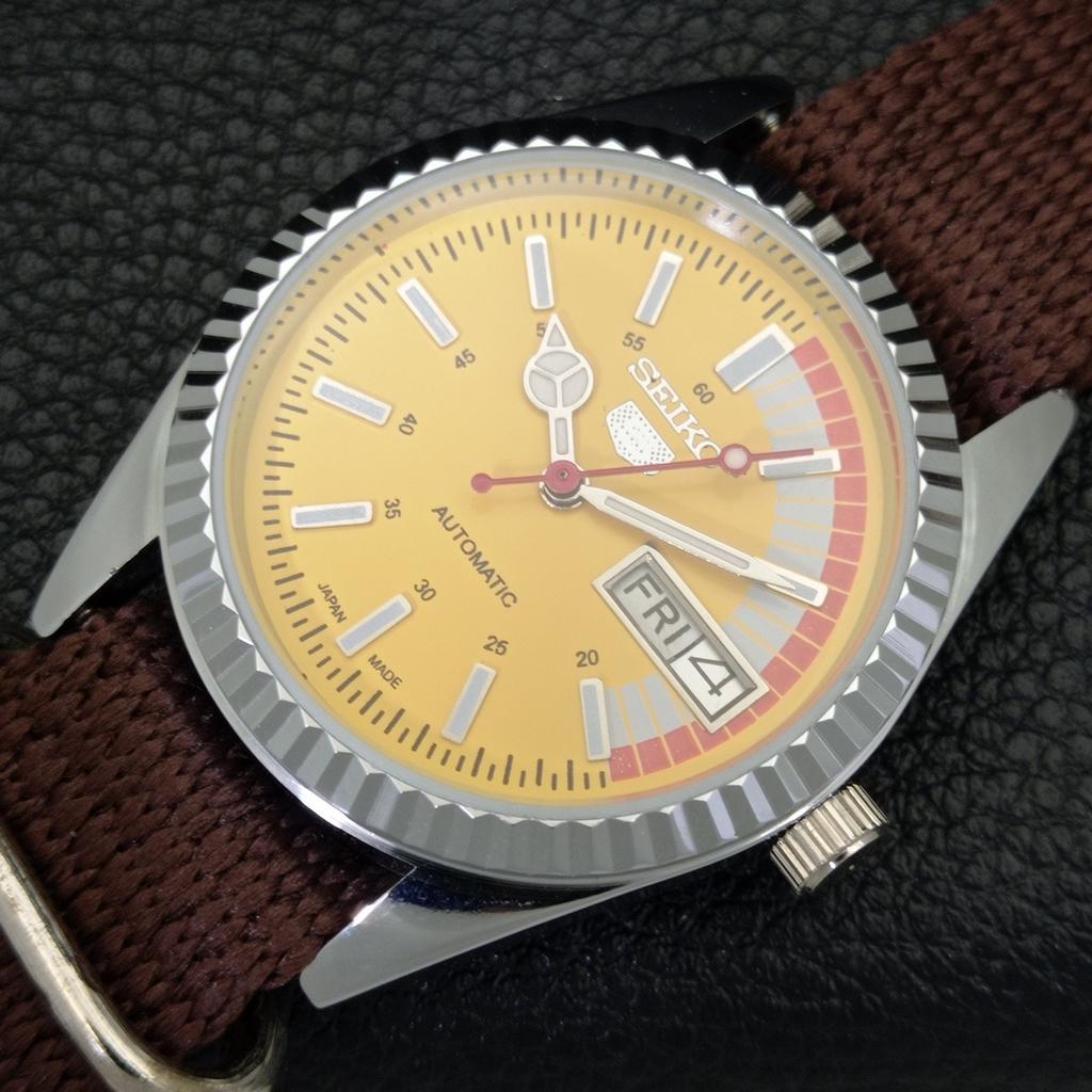 REFURBISHED SEIKO 5 AUTOMATIC 6309A VINTAGE JAPAN MENS YELLOW WATCH A440817-4 Sk-a440817