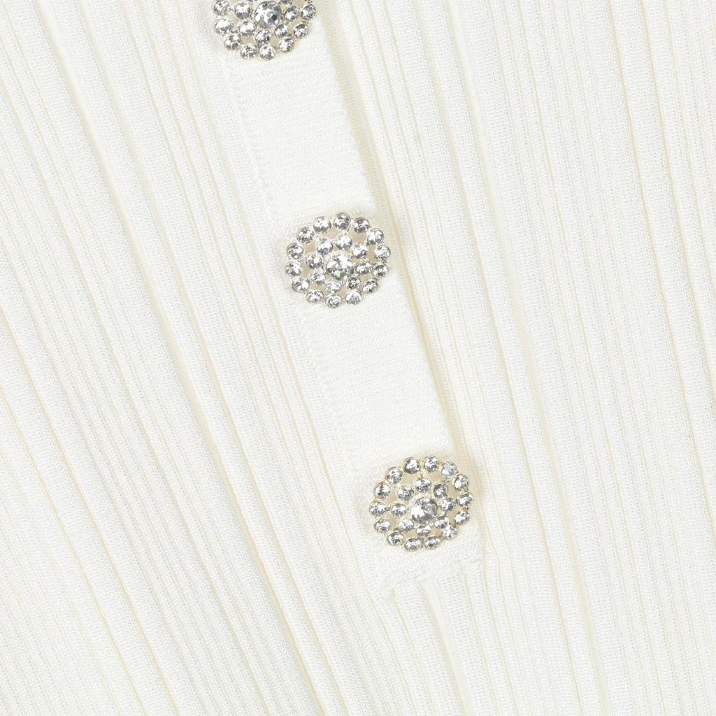 Zoya French 2024 Autumn/Winter Diamond-Embellished Slim Fit Long Sleeve Knitted Top