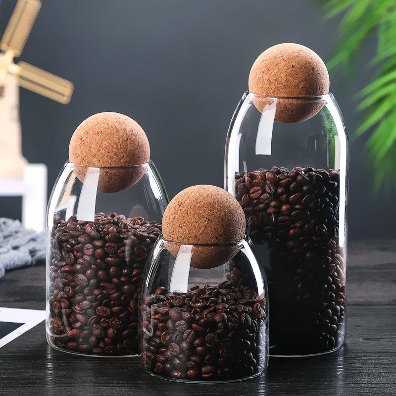 Large Capacity High-Borosilicate Glass Jar with Cork Stopper for Tea, Coffee, and Nuts Storage