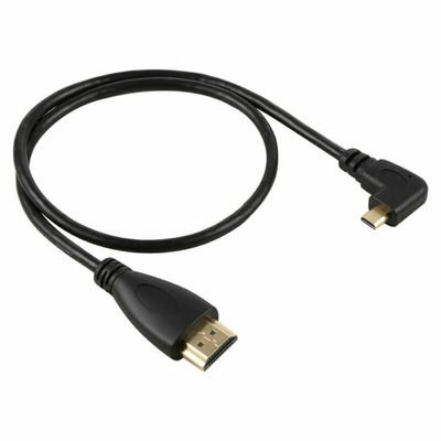 Mikro HDMI uyumlu Tip D Erkek 90 Derece Sol Açılı HDMI uyumlu 1.4 Erkek 1080P HDTV Kablosu