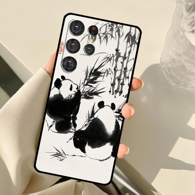 Chinese Bear Panda Case For Samsung Galaxy S23 Ultra S21 S22 S24 S25 Ultra S9 S10 Plus S25 FE S20 FE Back Cover