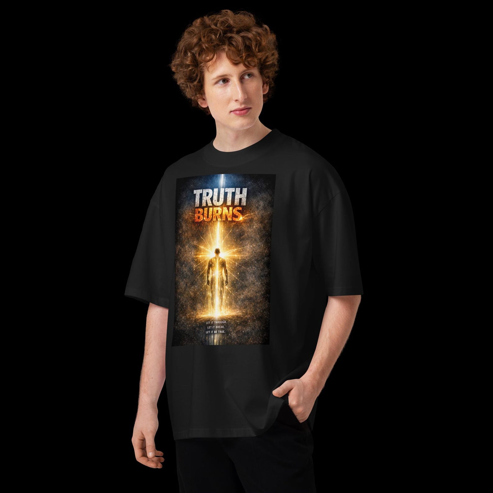 Unisex organic oversized high neck t-shirt - TRUTH PULSE L
