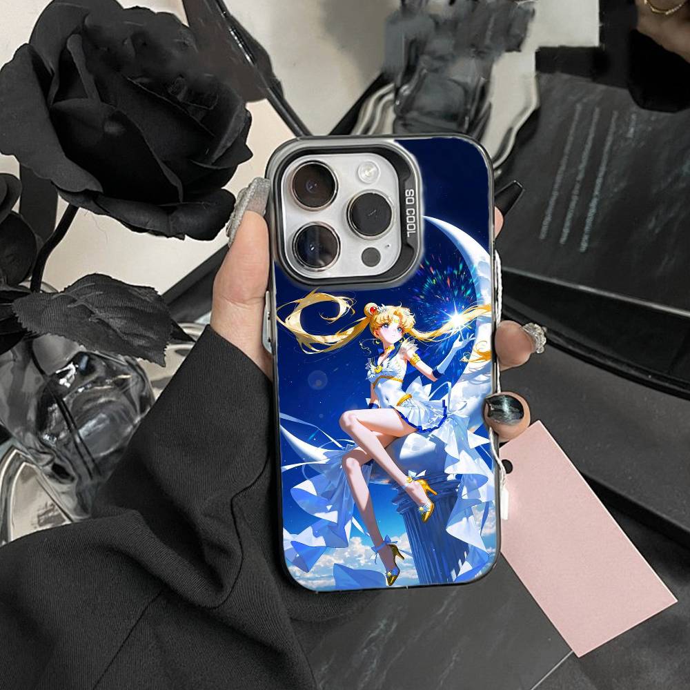 Cartoon P-Sailor Moons Phone Case For iPhone 17,16,15,14,13,12,Pro MAX Black Matte Shockproof Cover