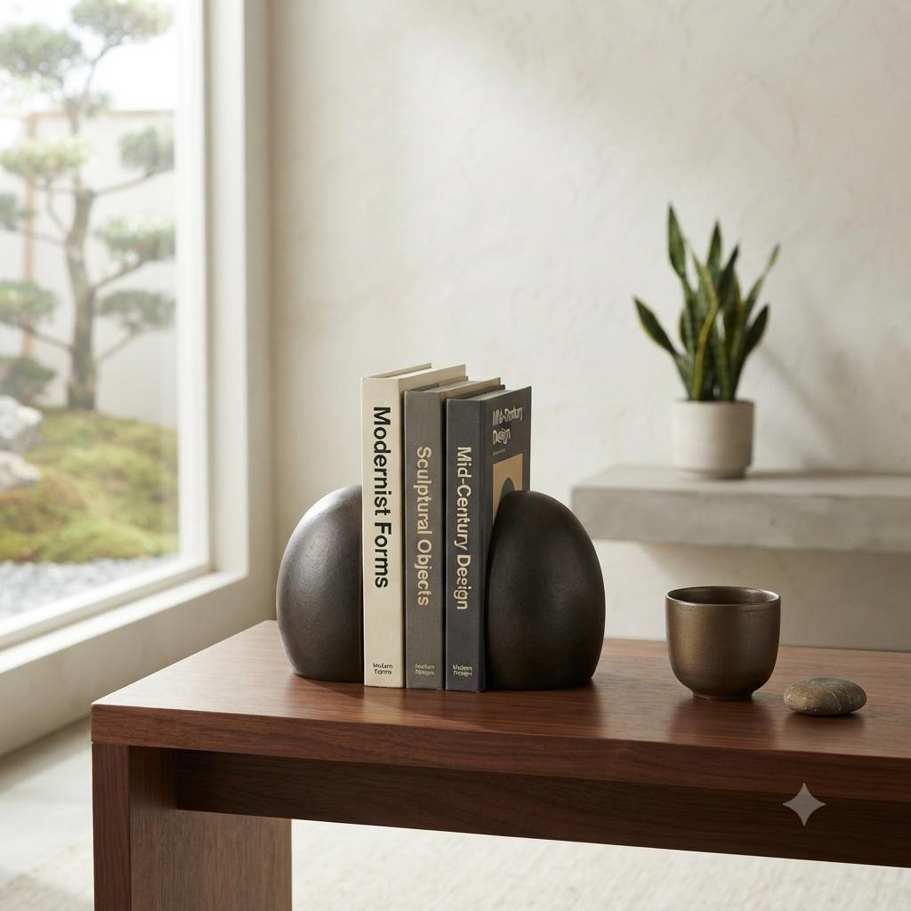 Modern Aluminium Bookends Set | Black Minimalist Book Holder