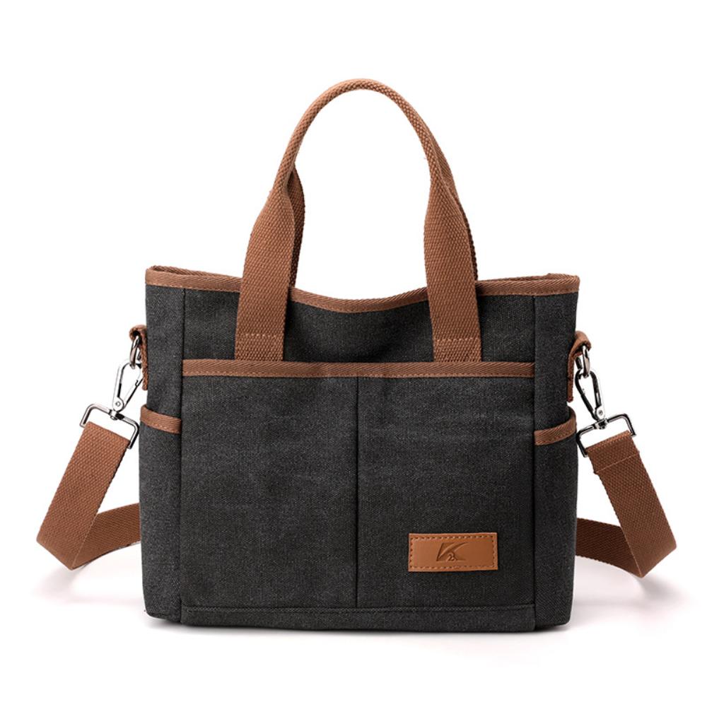 Korean Minimalist Large Canvas Women Crossbody Bag, Durable Washable Versatile Handbag For Office Commute School Life And Weekend Shopping Activities