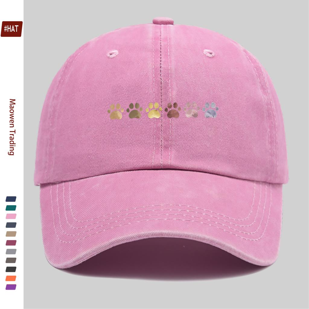 Pc Colorful Pet Paw Print Vintage Style Printed Baseball Cap Trucker Sun Hat Comfortable Lightweight Papa Hat Mom And Dad Beach
