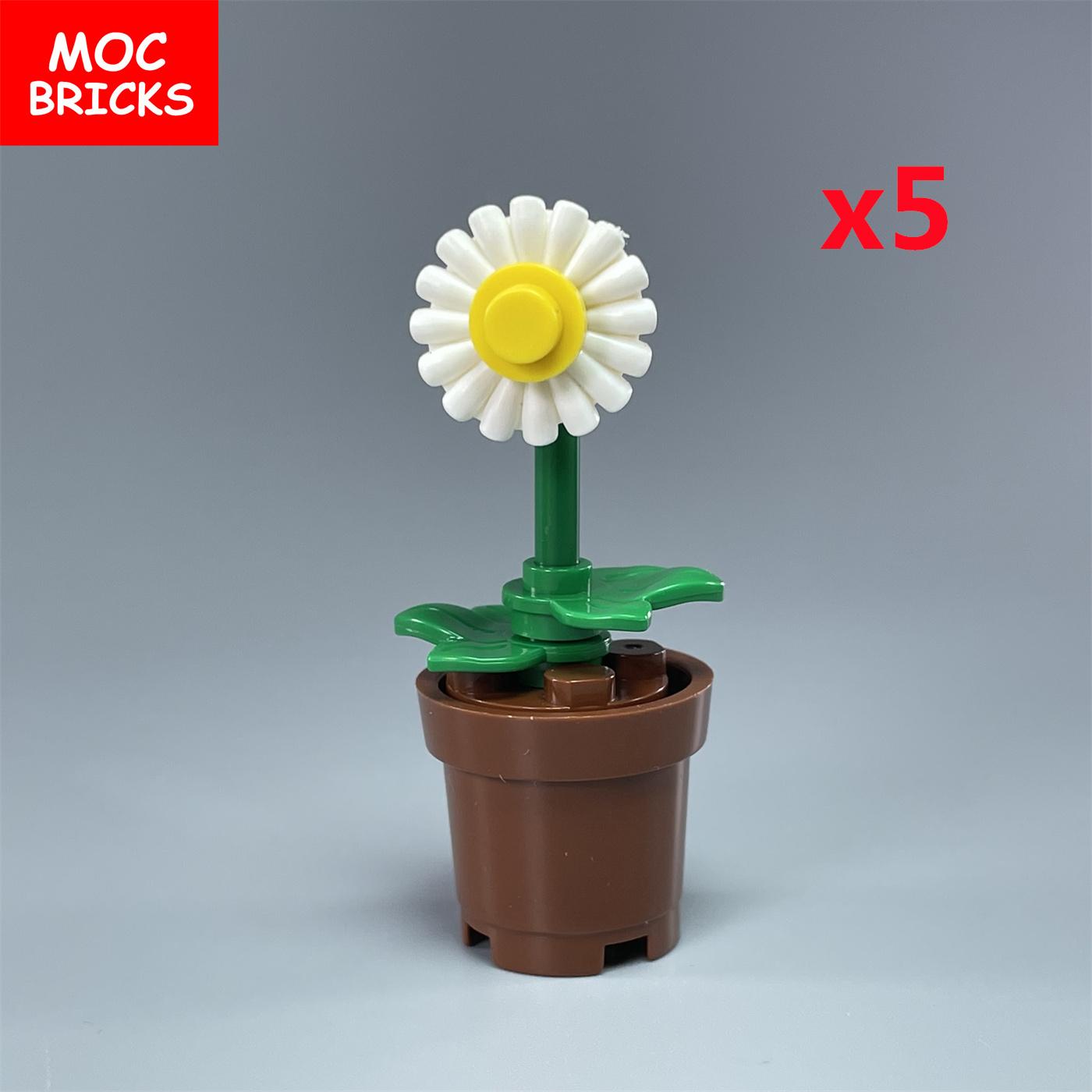 

MOC Bricks Flower daisy Sunflower pot marguerites Decorations Home Adornment Do-It-Yourself Friends Playthings for Children Girls Present